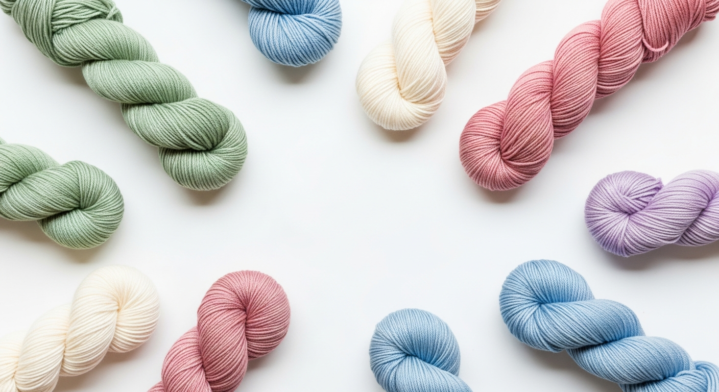 Мотки пряжи в пастельных тонах